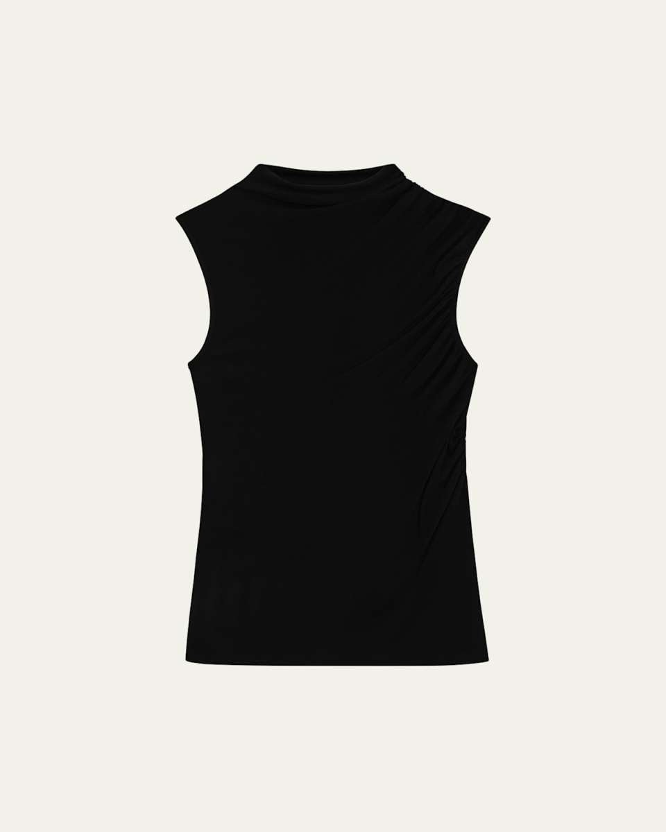 Subtle Draped Mock-Neck Top